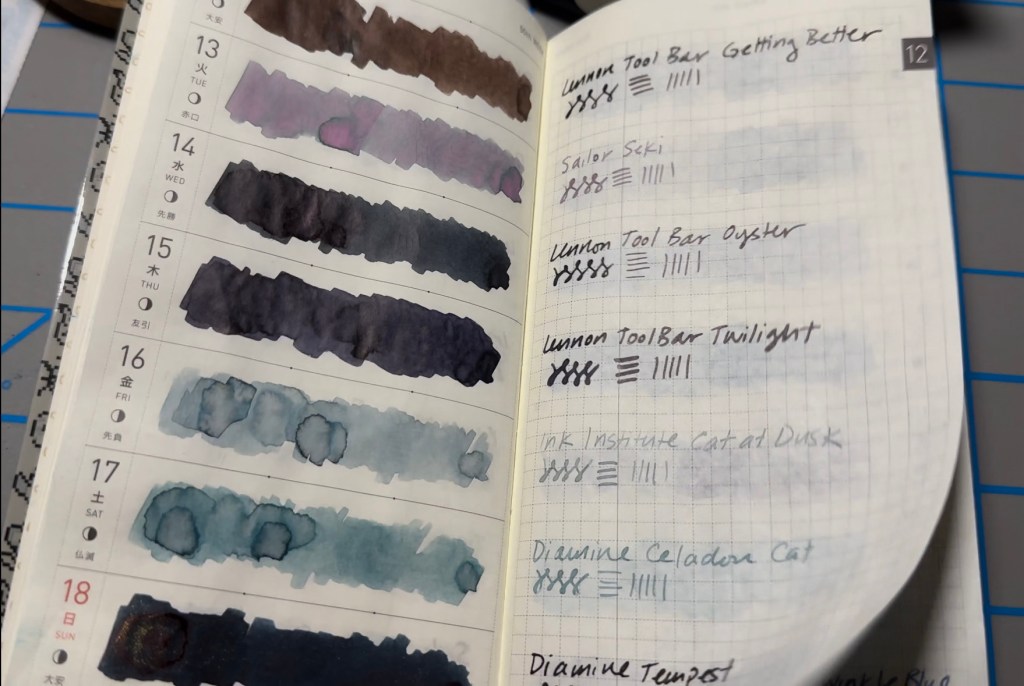 VIDEO: Ink swatches in a Hobonichi&nbsp;Weeks